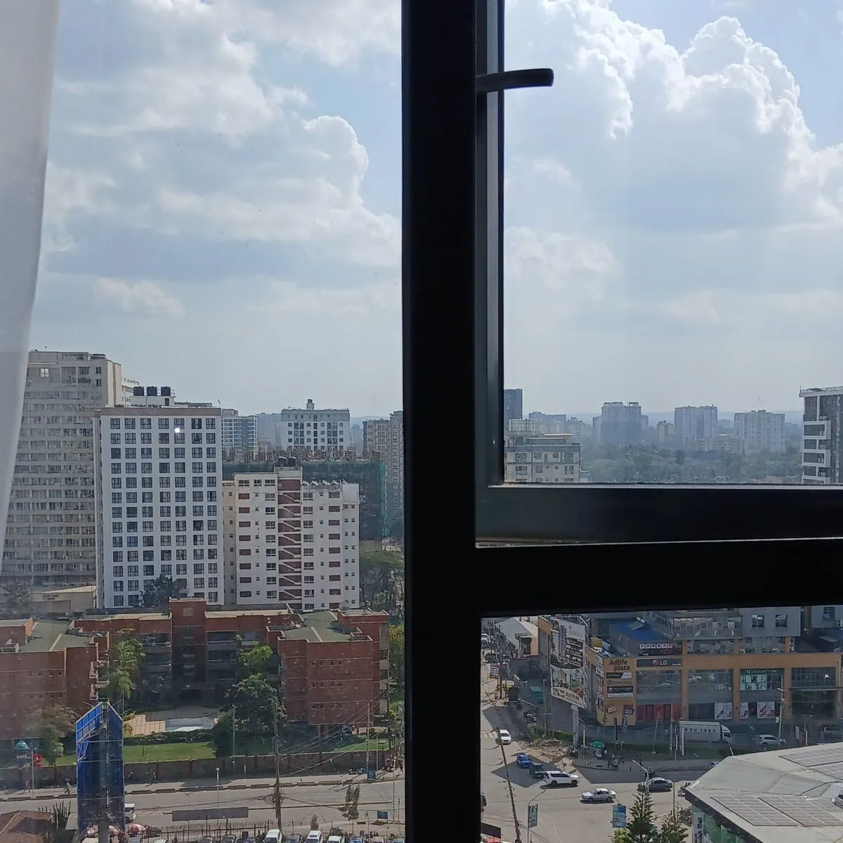 City view over Kilimani from a Pretty Fly Living window